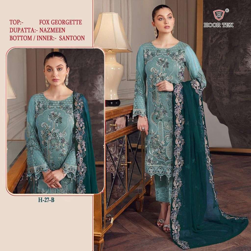 hoor tex H-27 B-E faux georgette embroidery work suit 