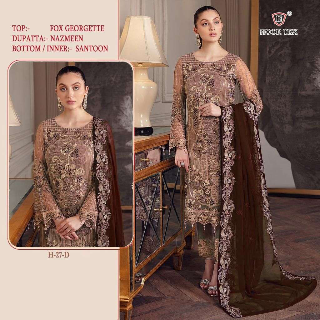 hoor tex H-27 B-E faux georgette embroidery work suit 
