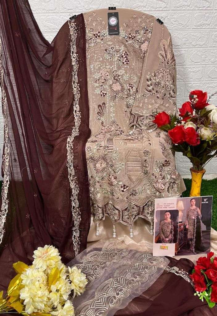 hoor tex H-27 B-E faux georgette embroidery work suit 