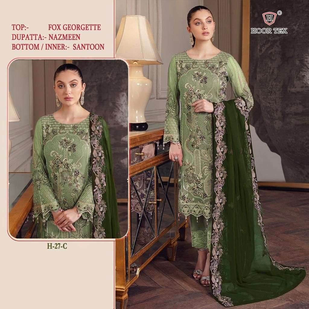 hoor tex H-27 B-E faux georgette embroidery work suit 