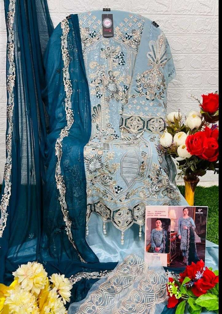 hoor tex H-27 B-E faux georgette embroidery work suit 