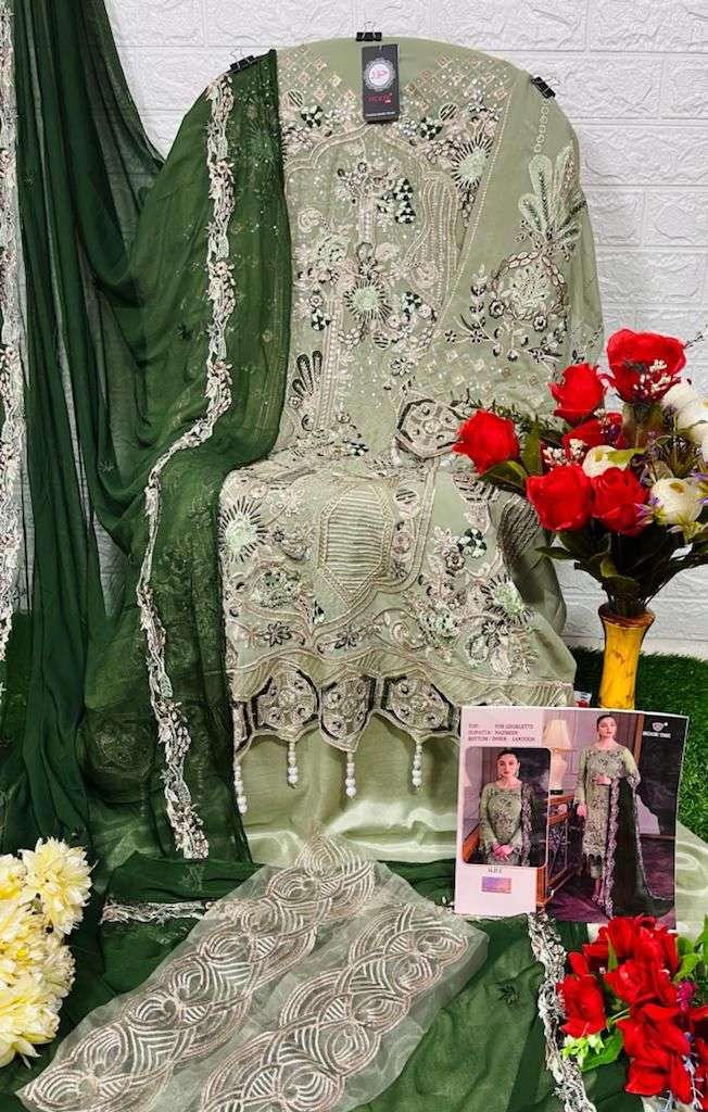 hoor tex H-27 B-E faux georgette embroidery work suit 