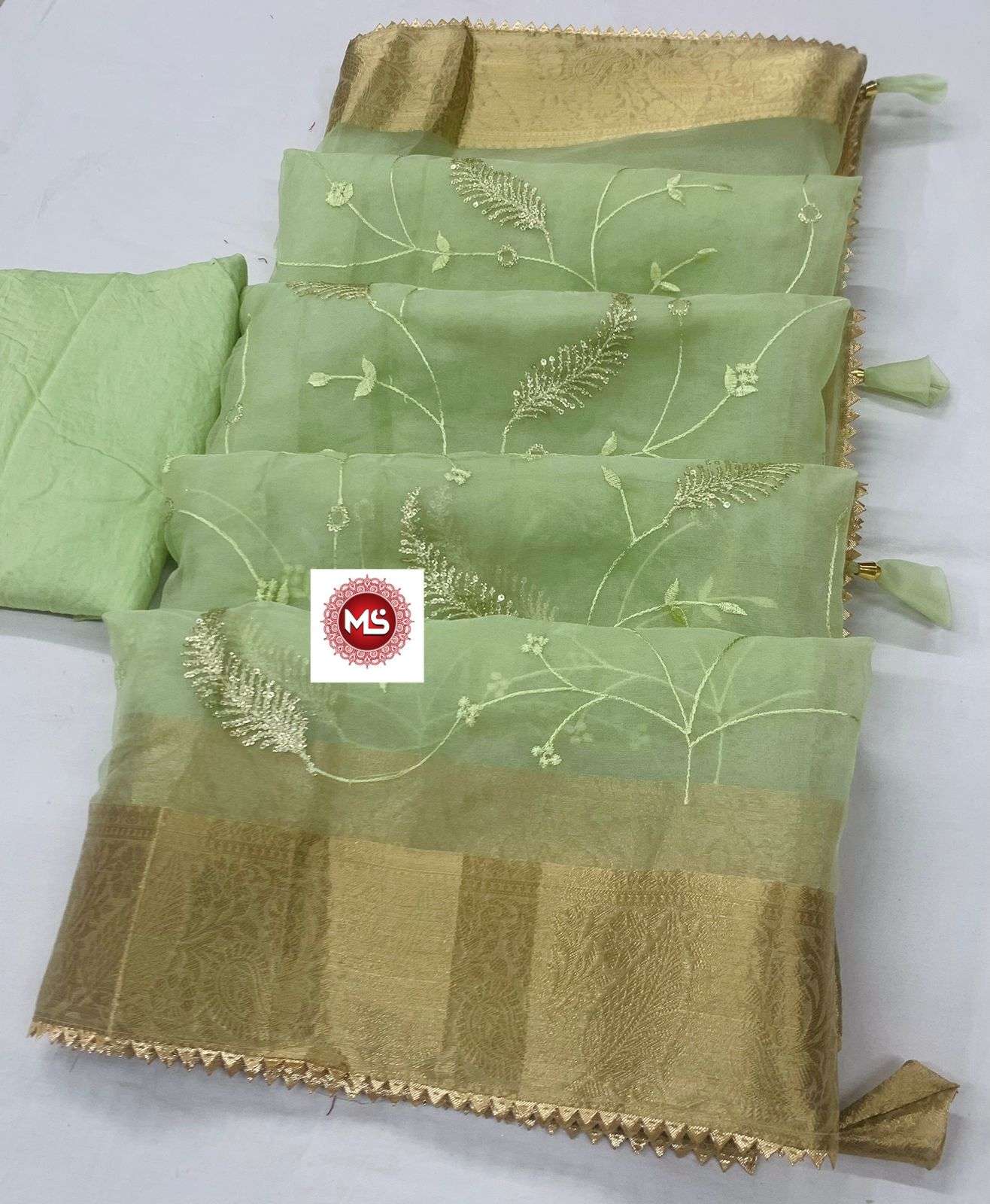 ms brand designer soft organza border saree 