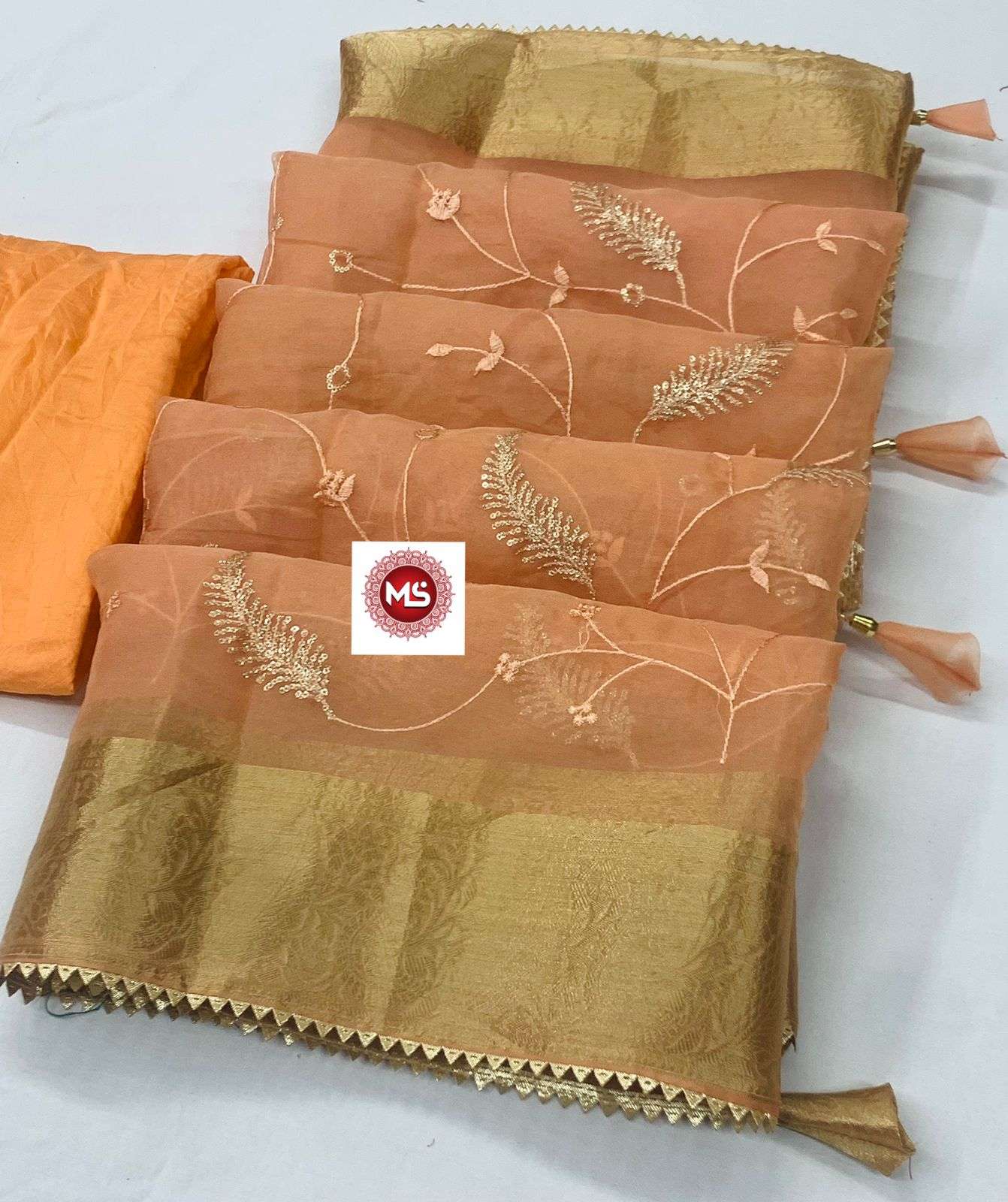 ms brand designer soft organza border saree 