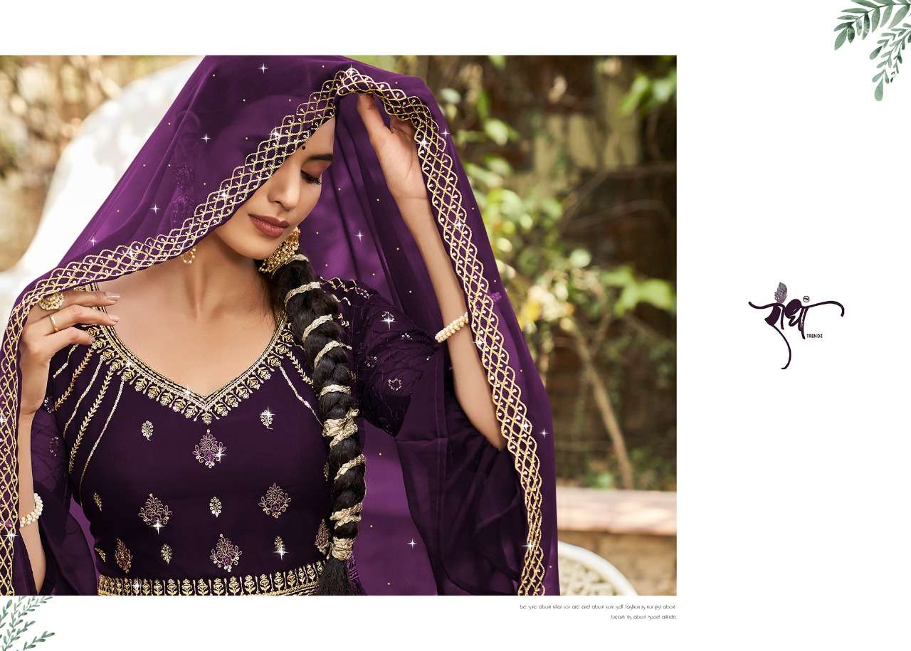 radha trendz floral series 921-924 georgette embroidery work suit 