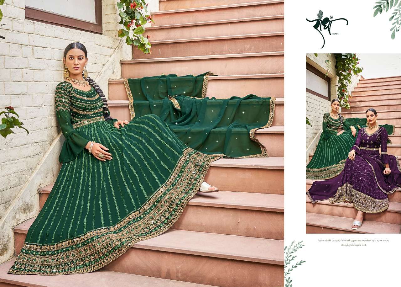 radha trendz floral series 921-924 georgette embroidery work suit 