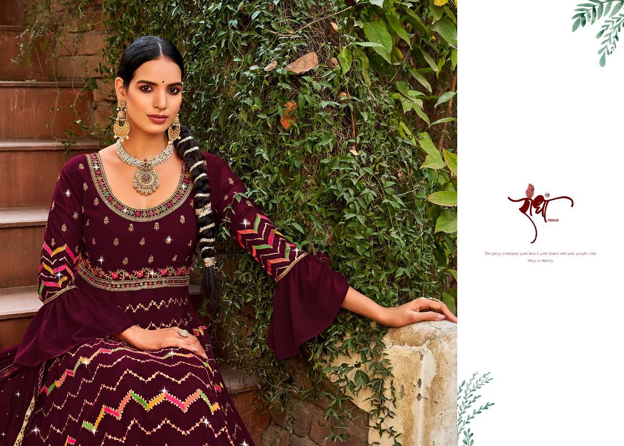 radha trendz floral series 921-924 georgette embroidery work suit 