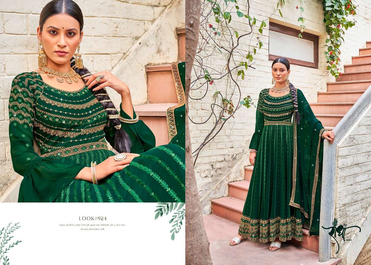 radha trendz floral series 921-924 georgette embroidery work suit 