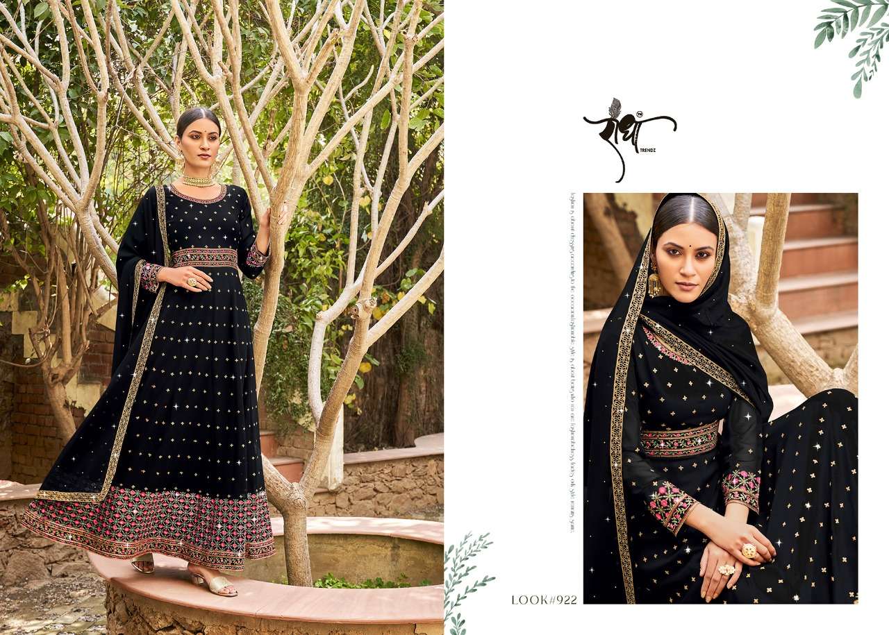 radha trendz floral series 921-924 georgette embroidery work suit 