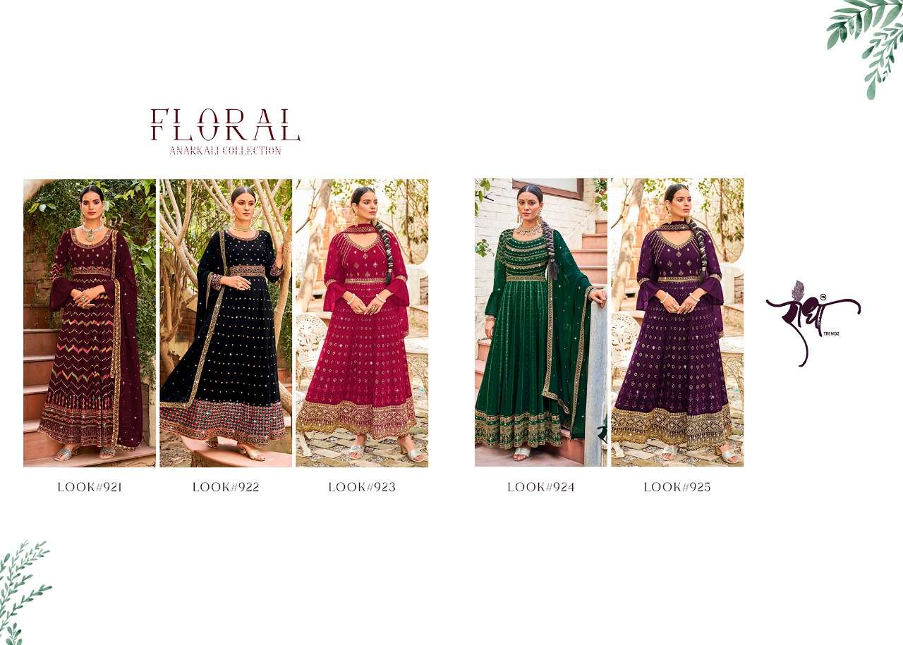 radha trendz floral series 921-924 georgette embroidery work suit 