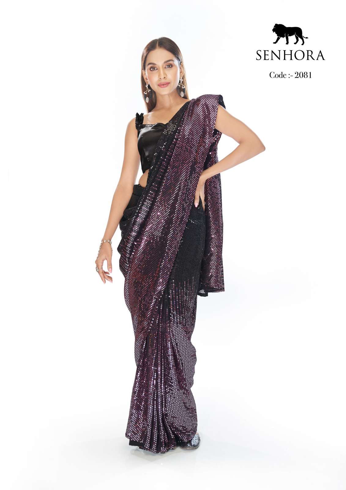 senhora party fantasy designer georgette thread work saree 