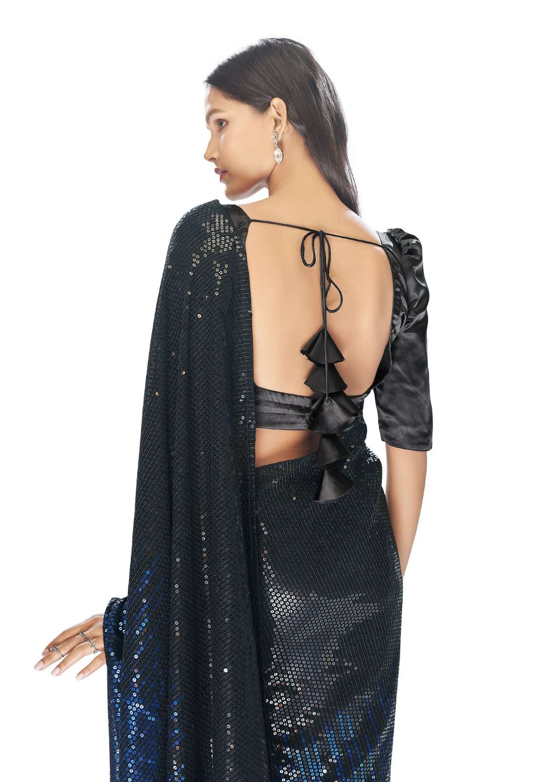 senhora party fantasy designer georgette thread work saree 