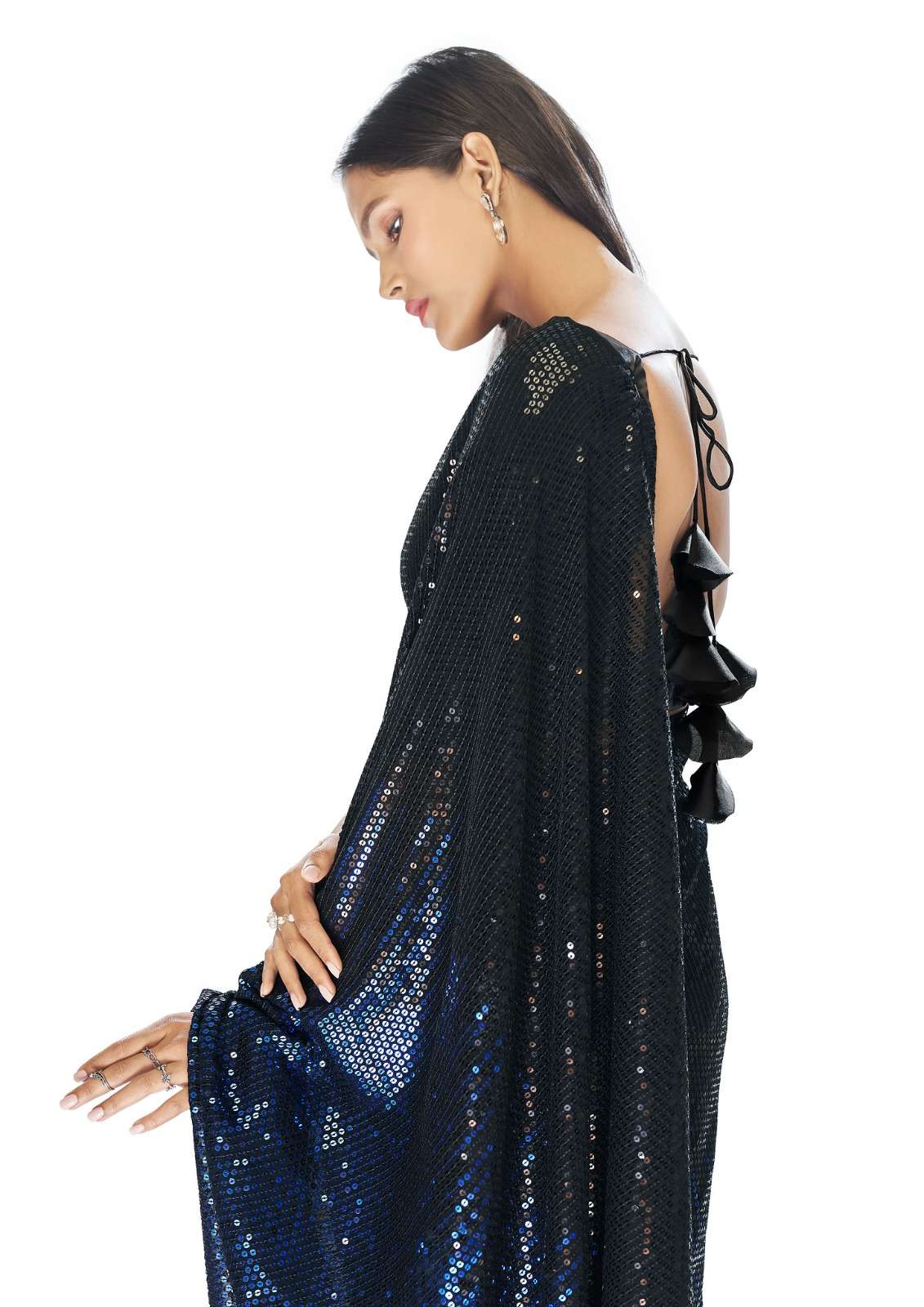 senhora party fantasy designer georgette thread work saree 
