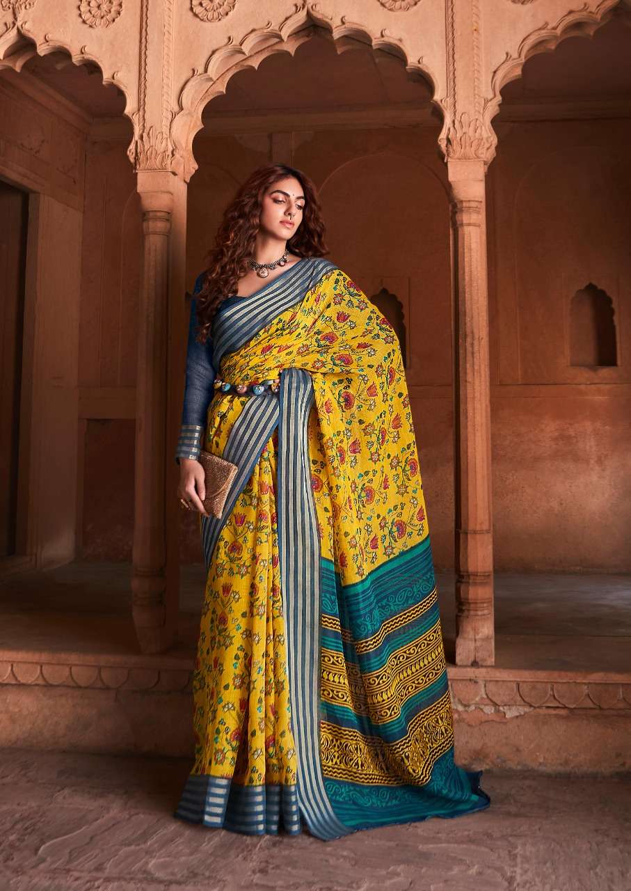 Pink Lehariya Printed Linen Saree – SHANGRILA DESIGNER