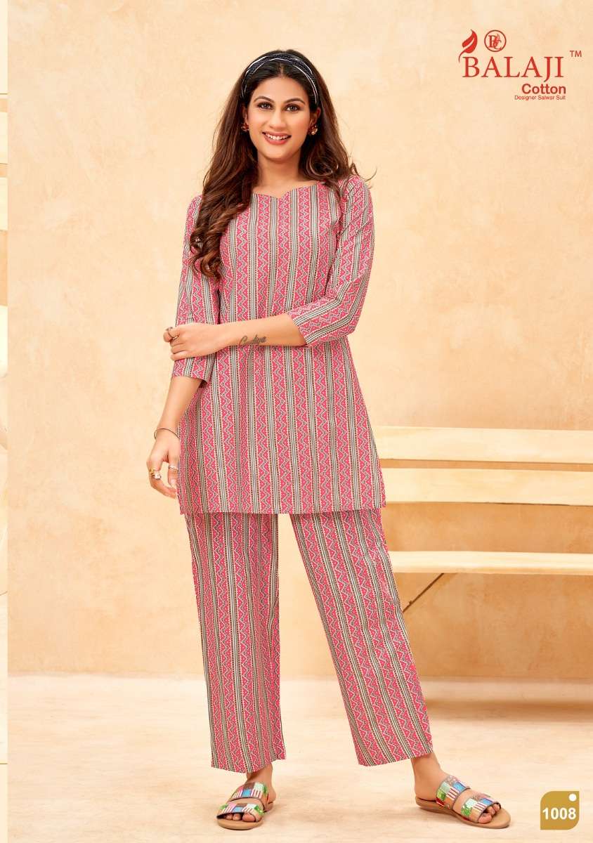 Balaji Maryam series 1001-1008 Pure Cambric Cotton Printed Cord Set