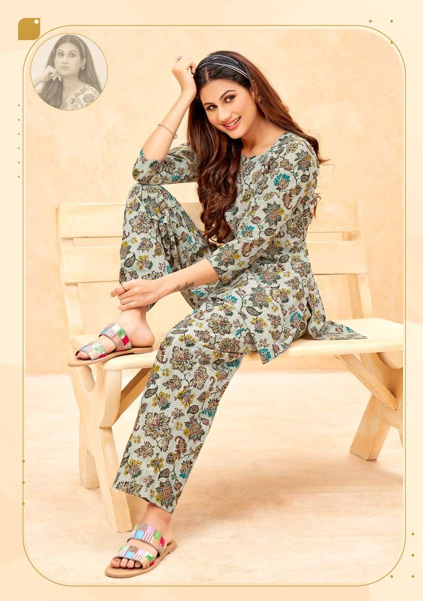 Balaji Maryam series 1001-1008 Pure Cambric Cotton Printed Cord Set
