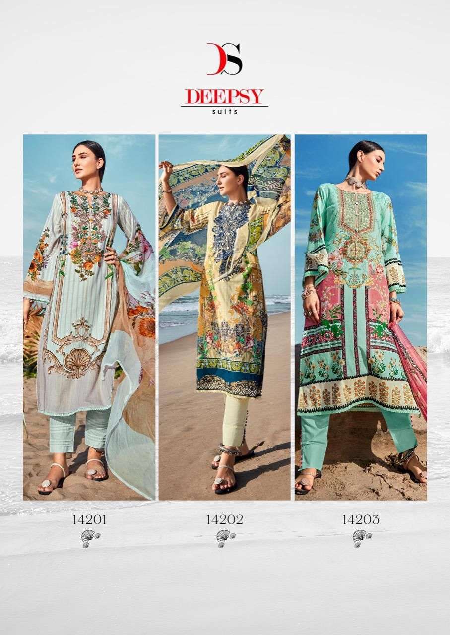 deepsy suit rungrez series 14201-14206 Pure Pakistani lawn cotton suit