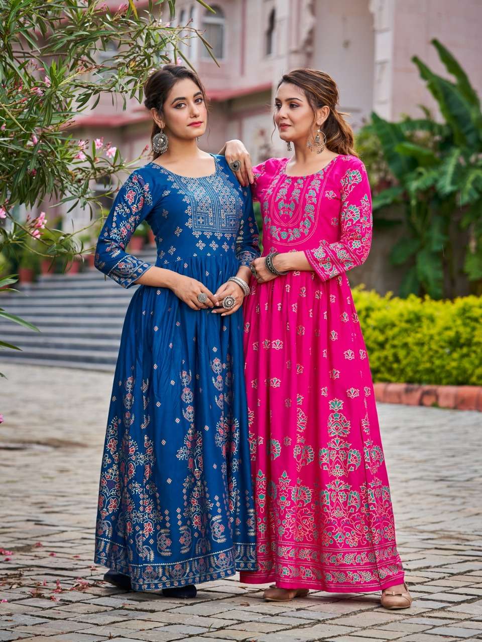 Blue hills presents Festival night vol-5 Rayon long designer gown style  kurtis catalog collection
