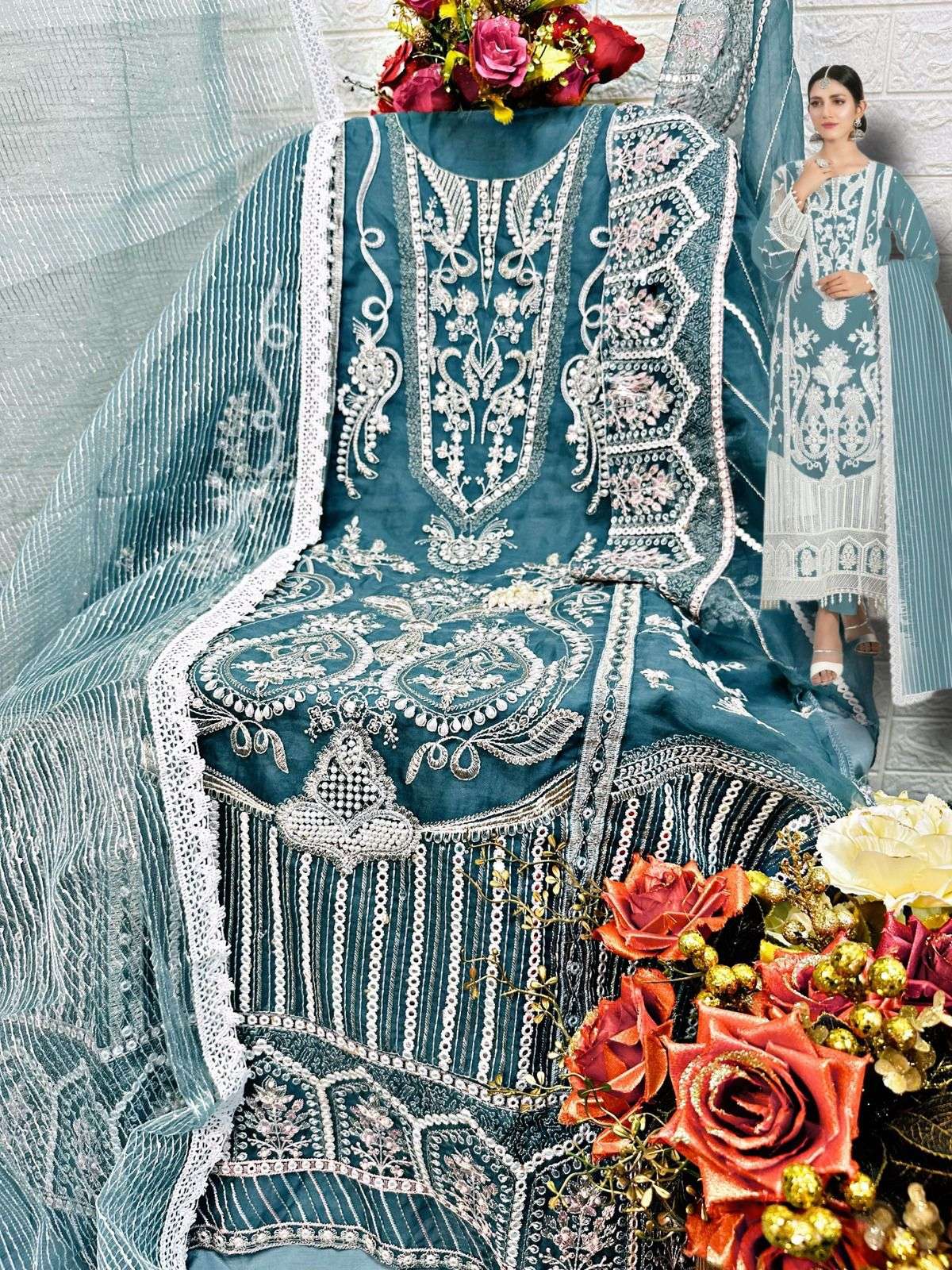 hoor tex OR-18 designer heavy organza suit 