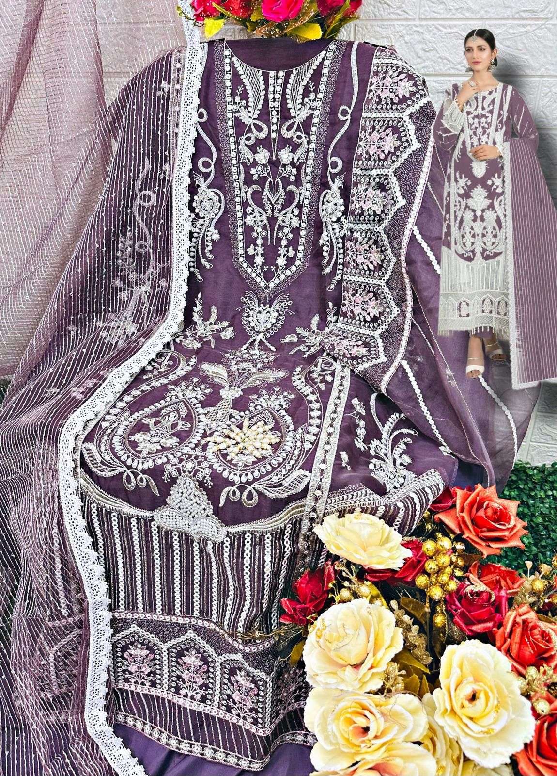 hoor tex OR-18 designer heavy organza suit 