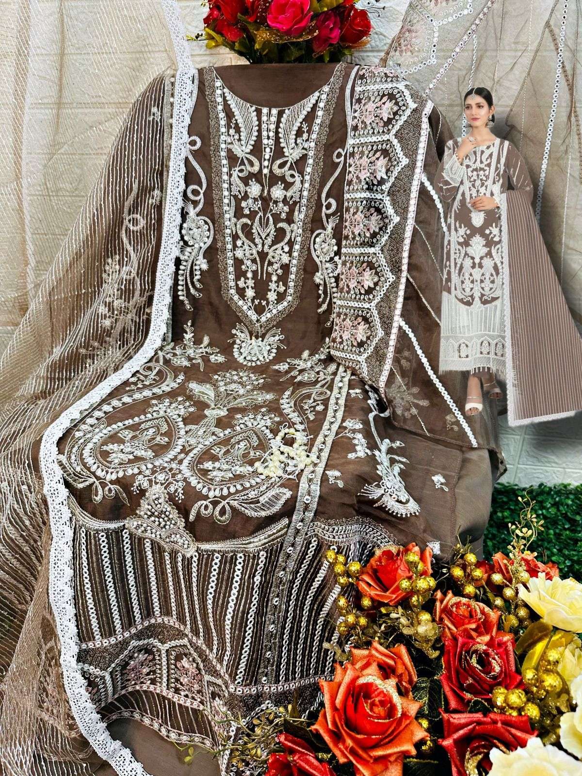 hoor tex OR-18 designer heavy organza suit 