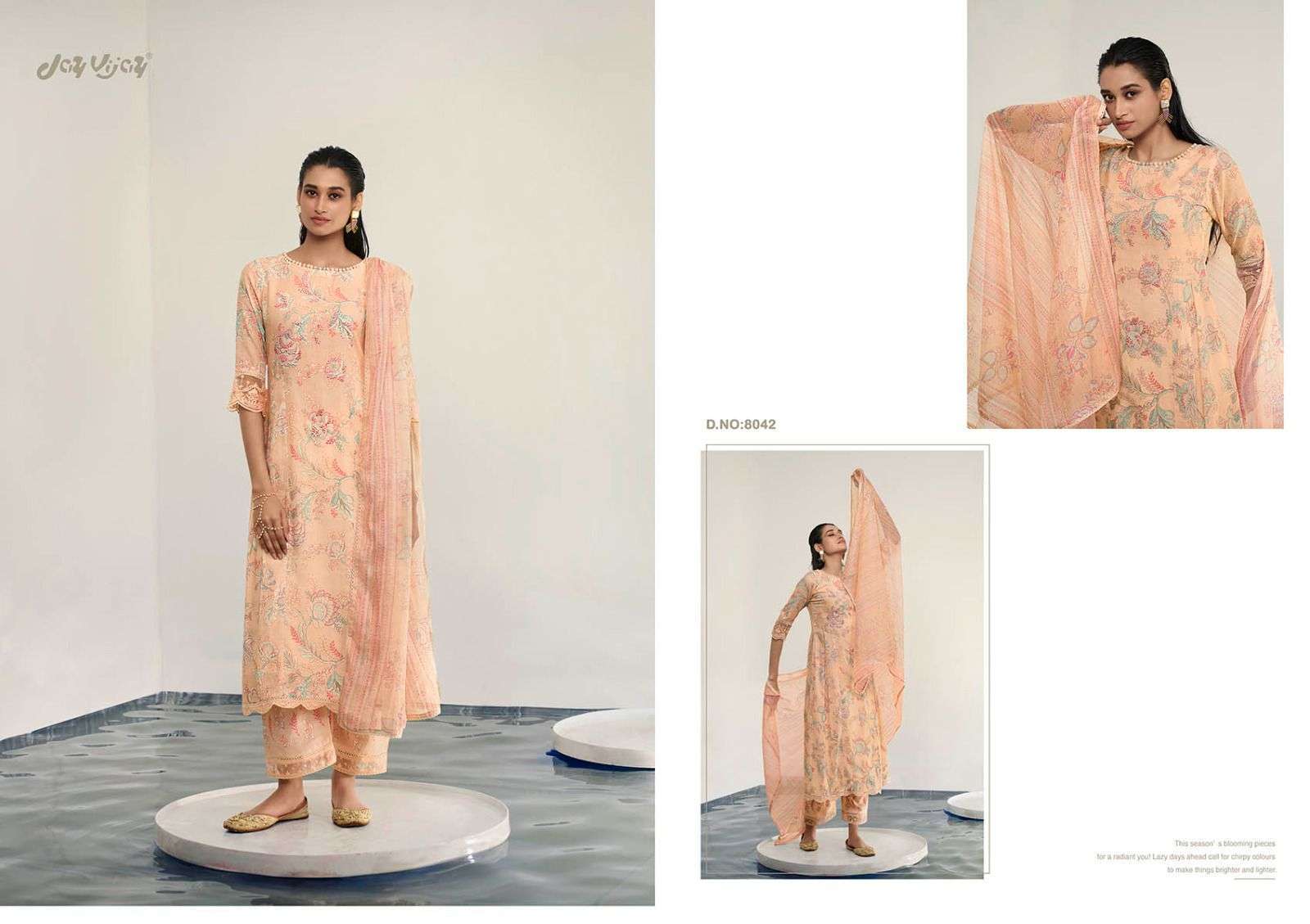 Jay Vijay Claudia 8041 - Pure Linen Digital Print with Embroidery and Hand  Work Suit