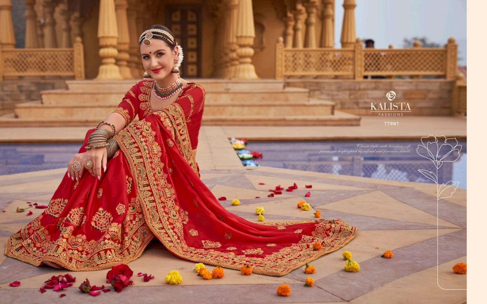 kalista gruhlaxmi 3 series 77907-77912 Blooming satin saree