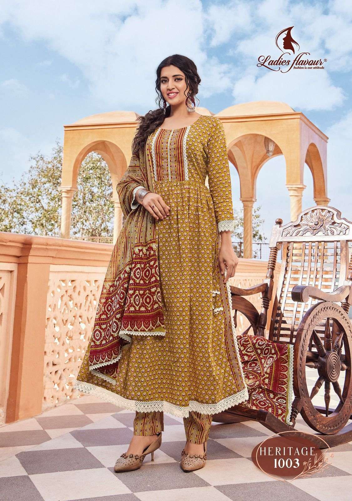 ladies flavour heritage series 1001-1004 pure cotton suit 