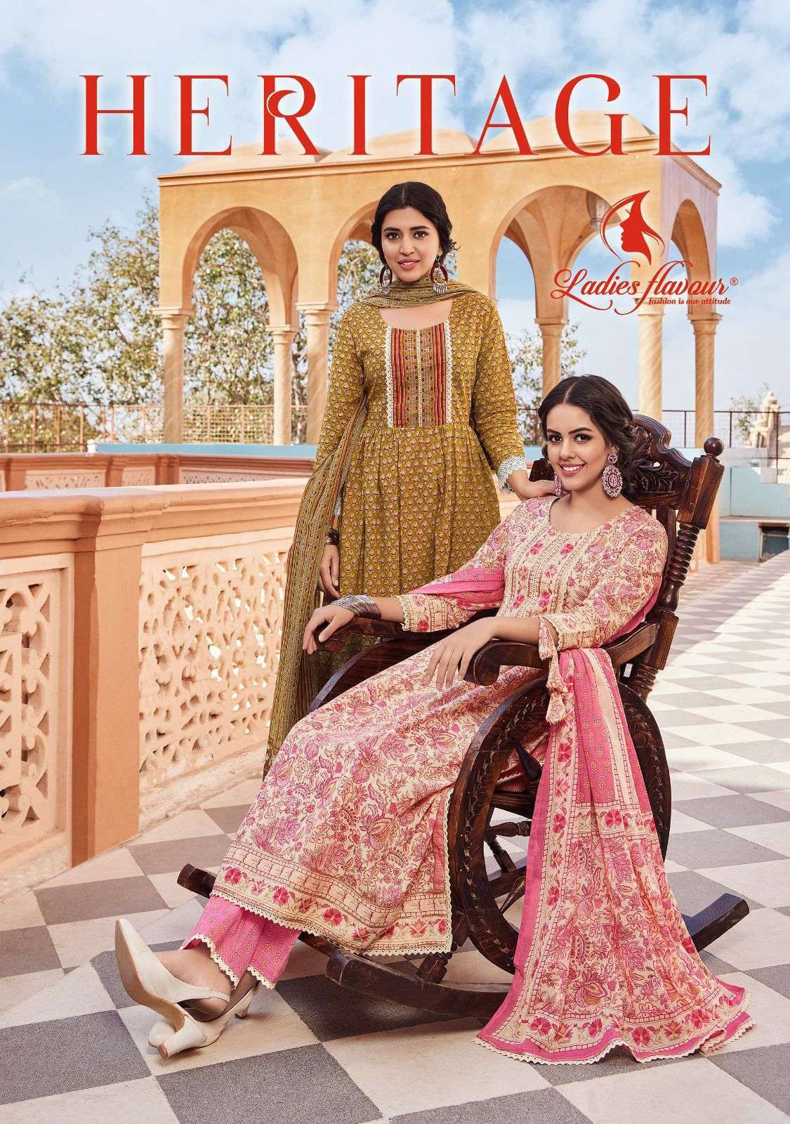 ladies flavour heritage series 1001-1004 pure cotton suit 