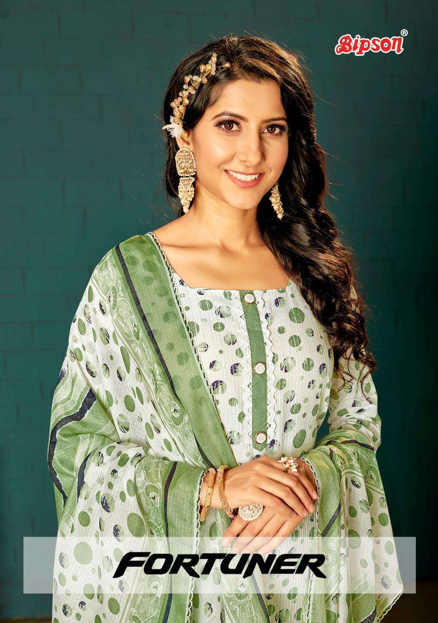 bipson fortuner 2107-2108 pure cotton corchet print suit 