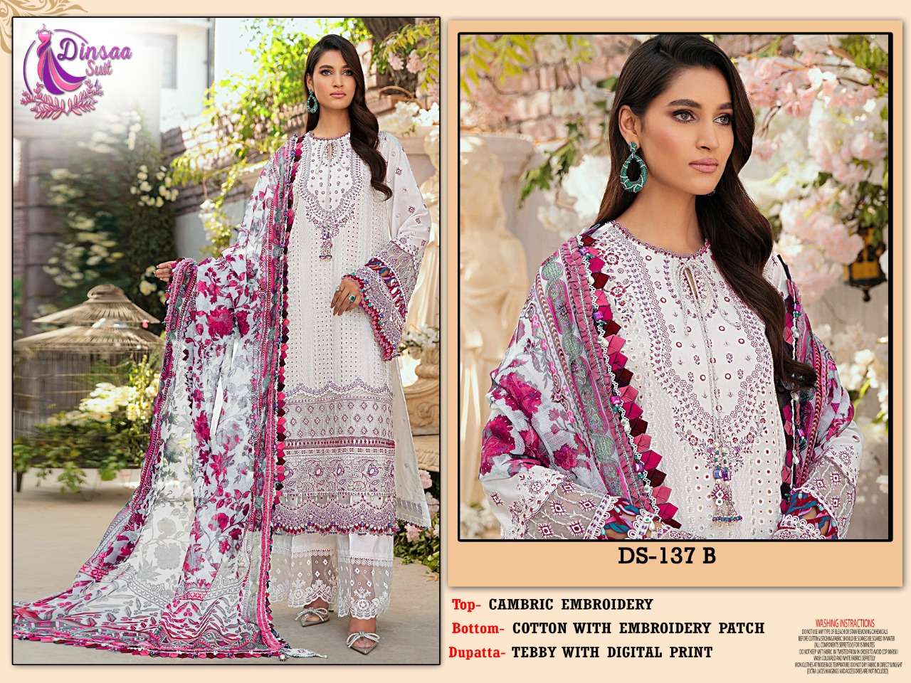 dinsaa suit roohi color designer cambric suit 