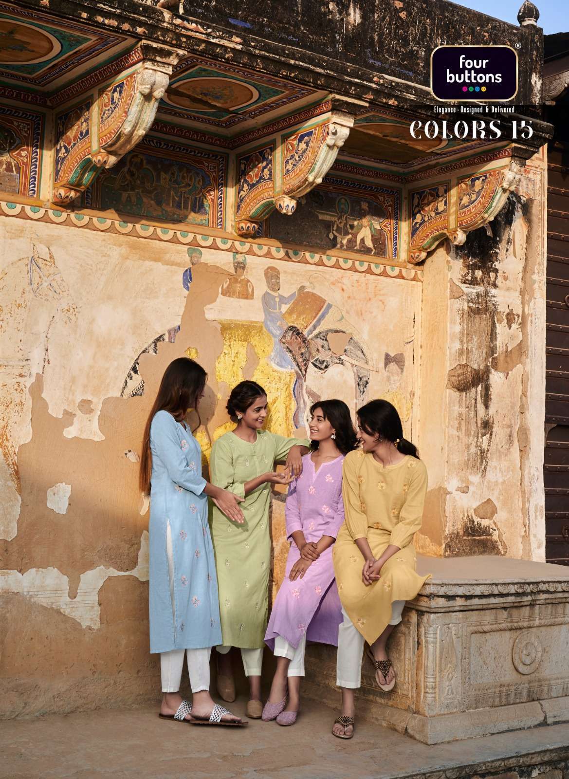 four buttons colors 15 series 3231-3238 pure cotton linen kurti