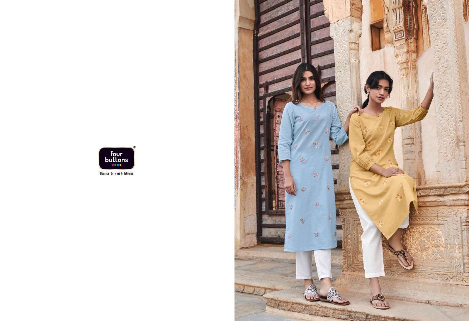 four buttons colors 15 series 3231-3238 pure cotton linen kurti
