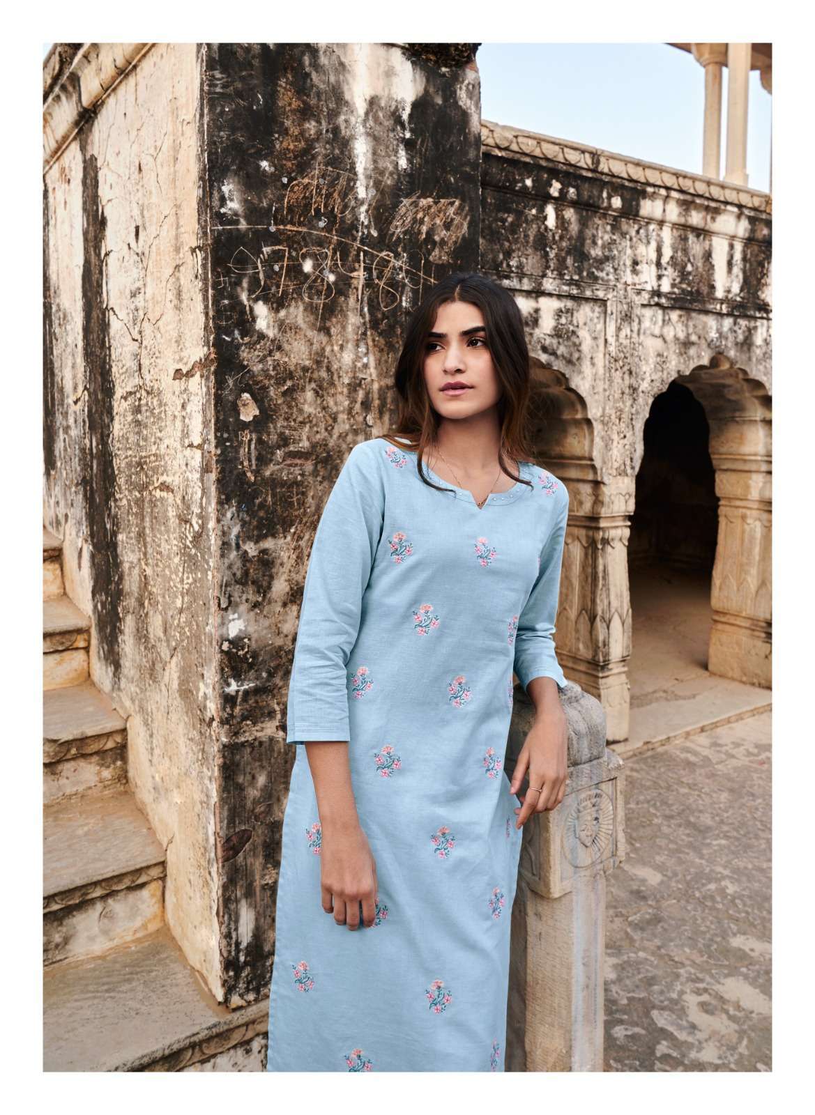 four buttons colors 15 series 3231-3238 pure cotton linen kurti
