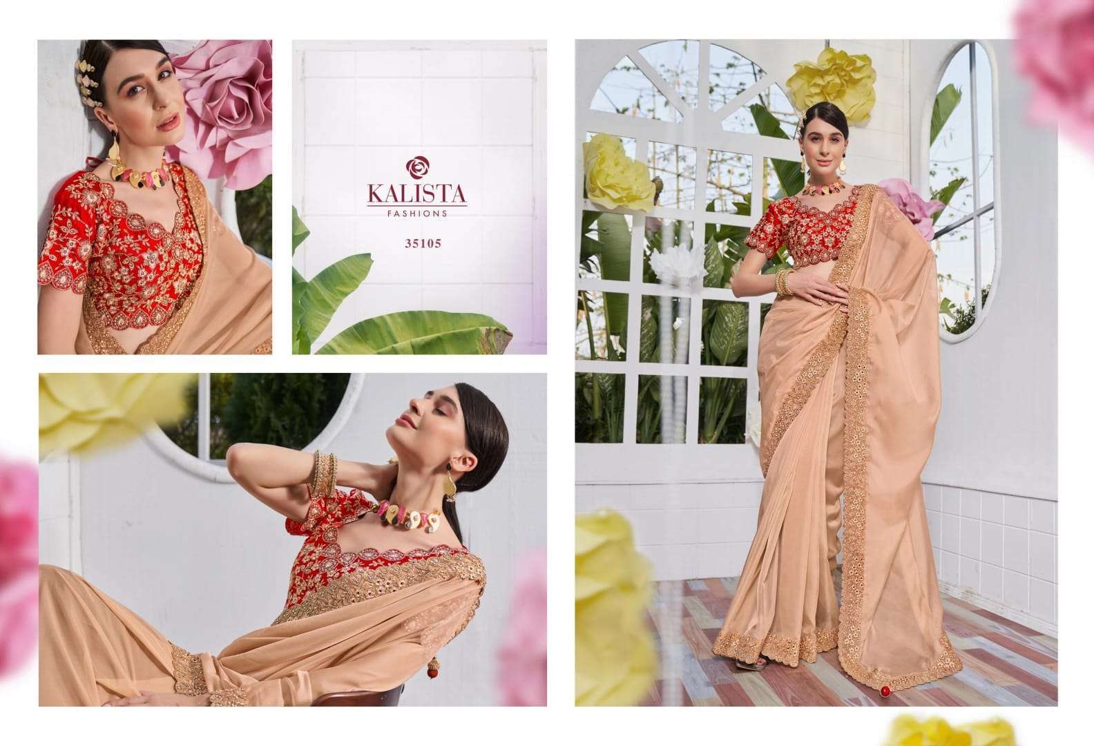 kalista fashion noor series 35100-35105  satin organza saree
