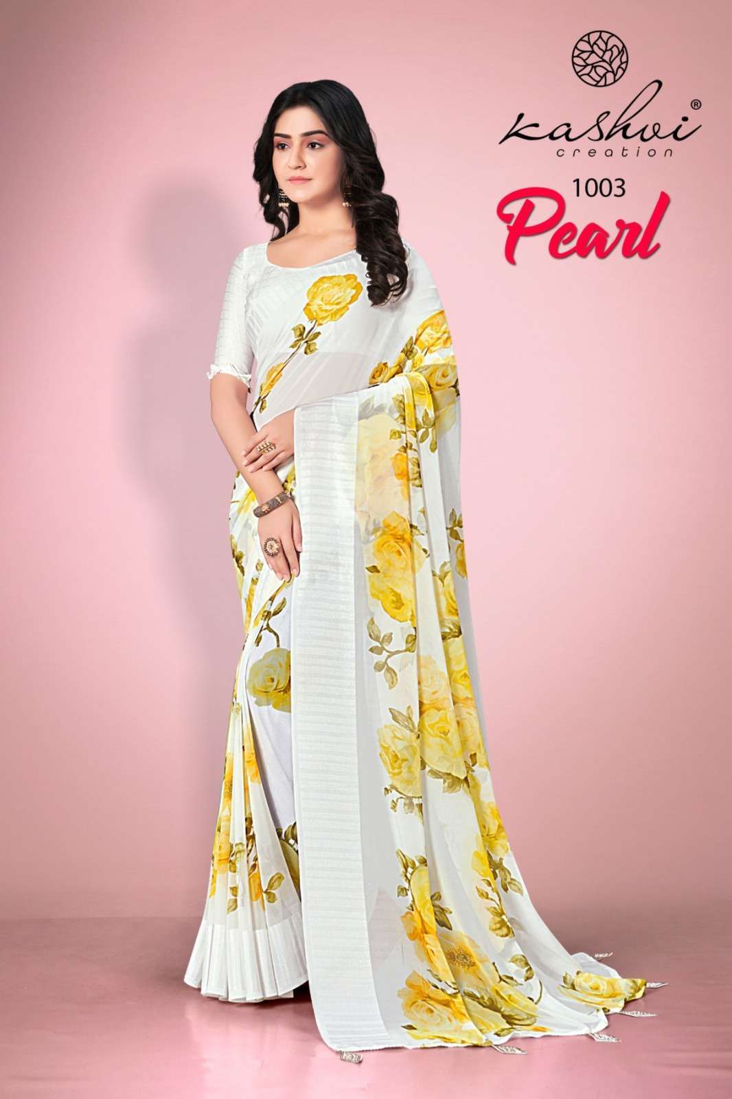 Pure silk georgette ribbon work saree with pearl embroidered border from  eastandgrace.com | Indian saree blouses designs, Elegant saree, Indian  women fashion