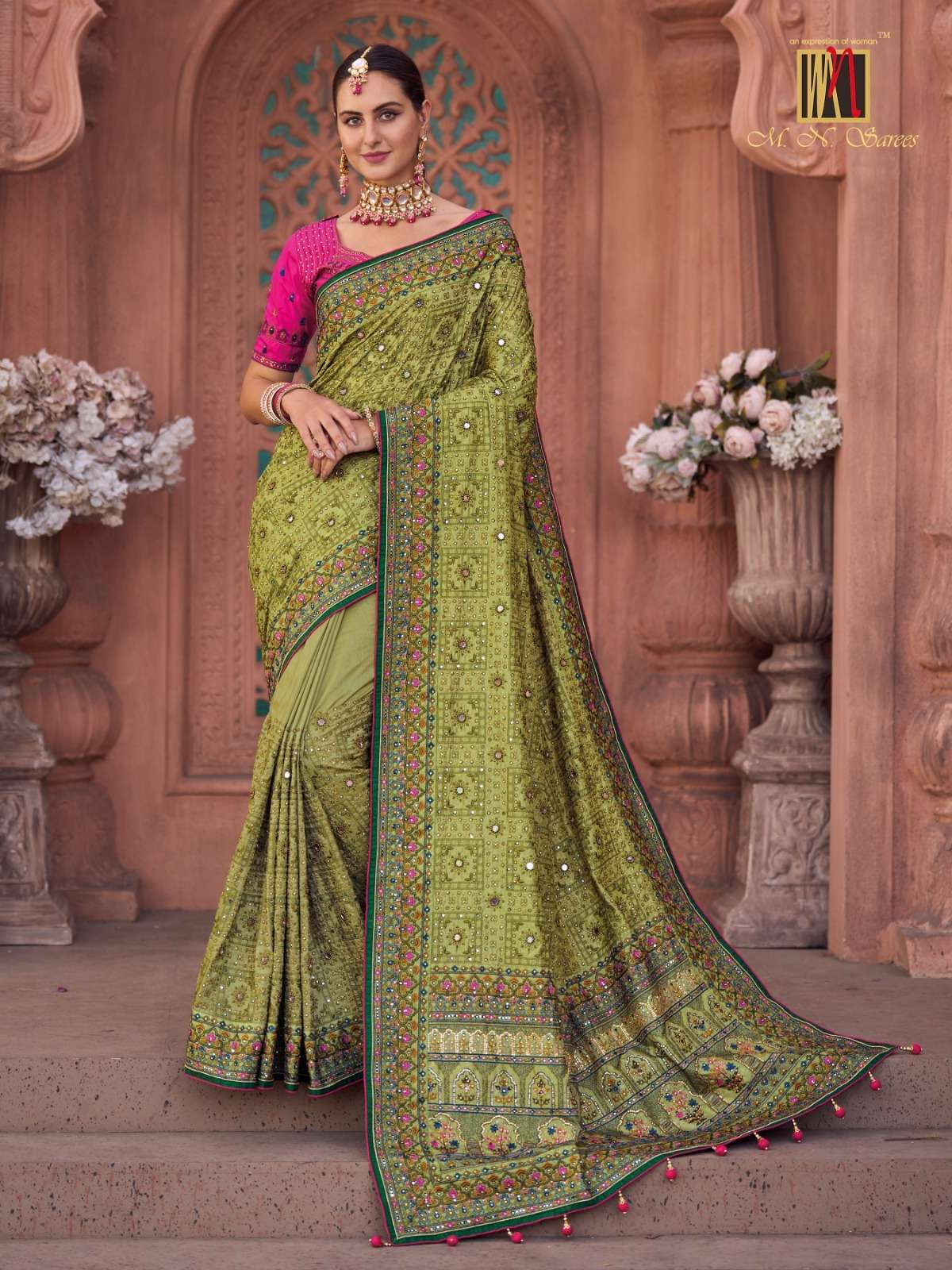 mn 6206 colors designer soft silk kachhi work saree 