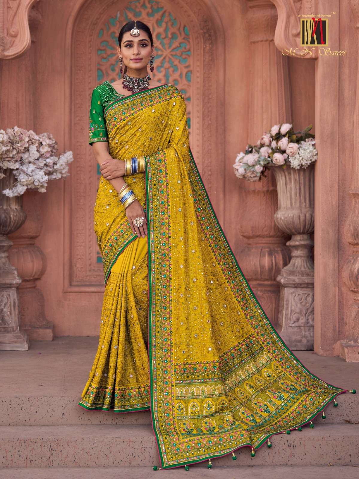 mn 6206 colors designer soft silk kachhi work saree 