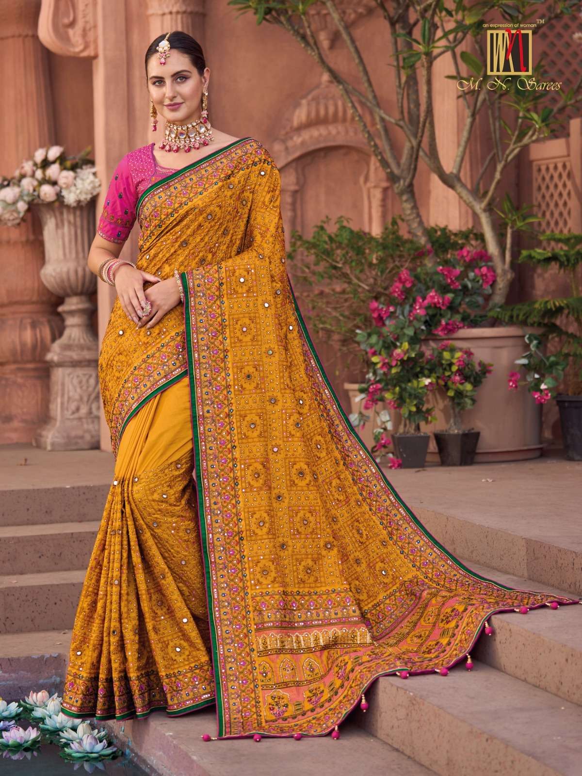 mn 6206 colors designer soft silk kachhi work saree 
