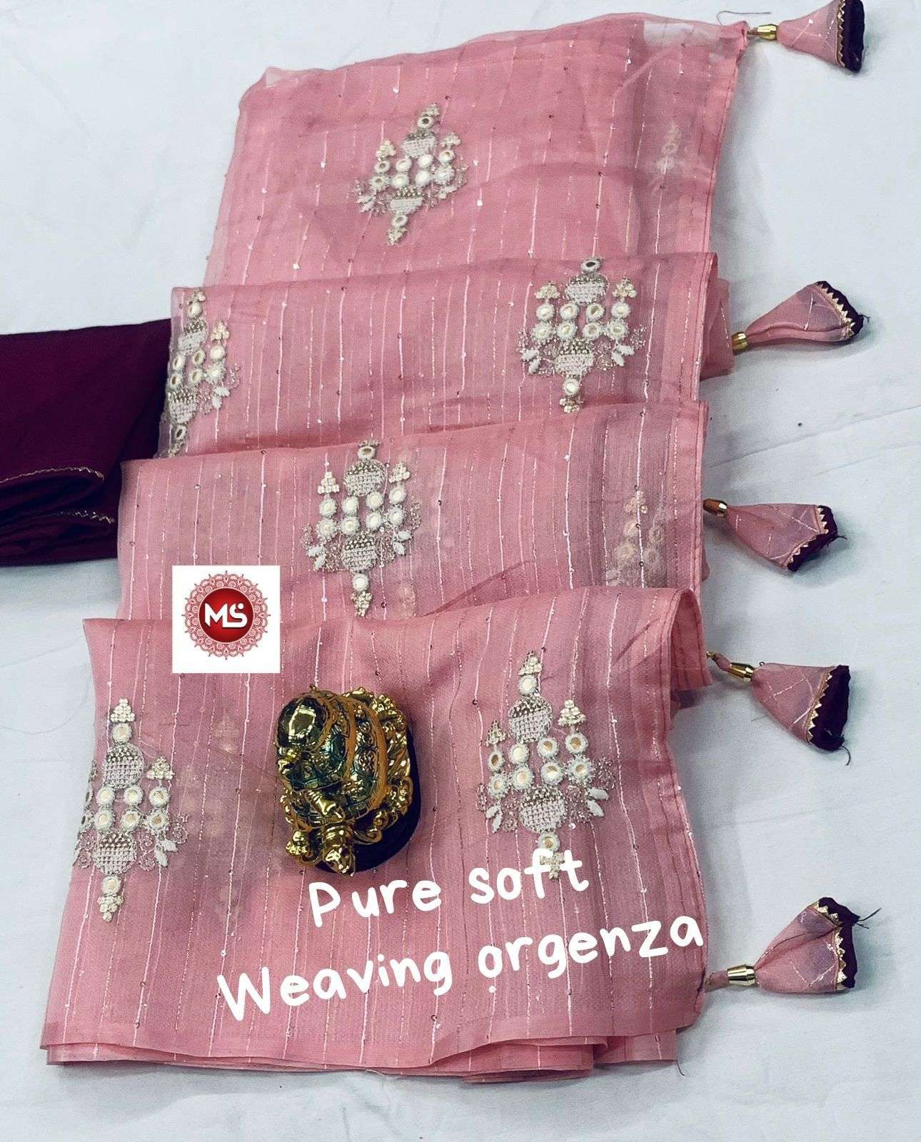 ms brand pure soft weaving organza saree s
