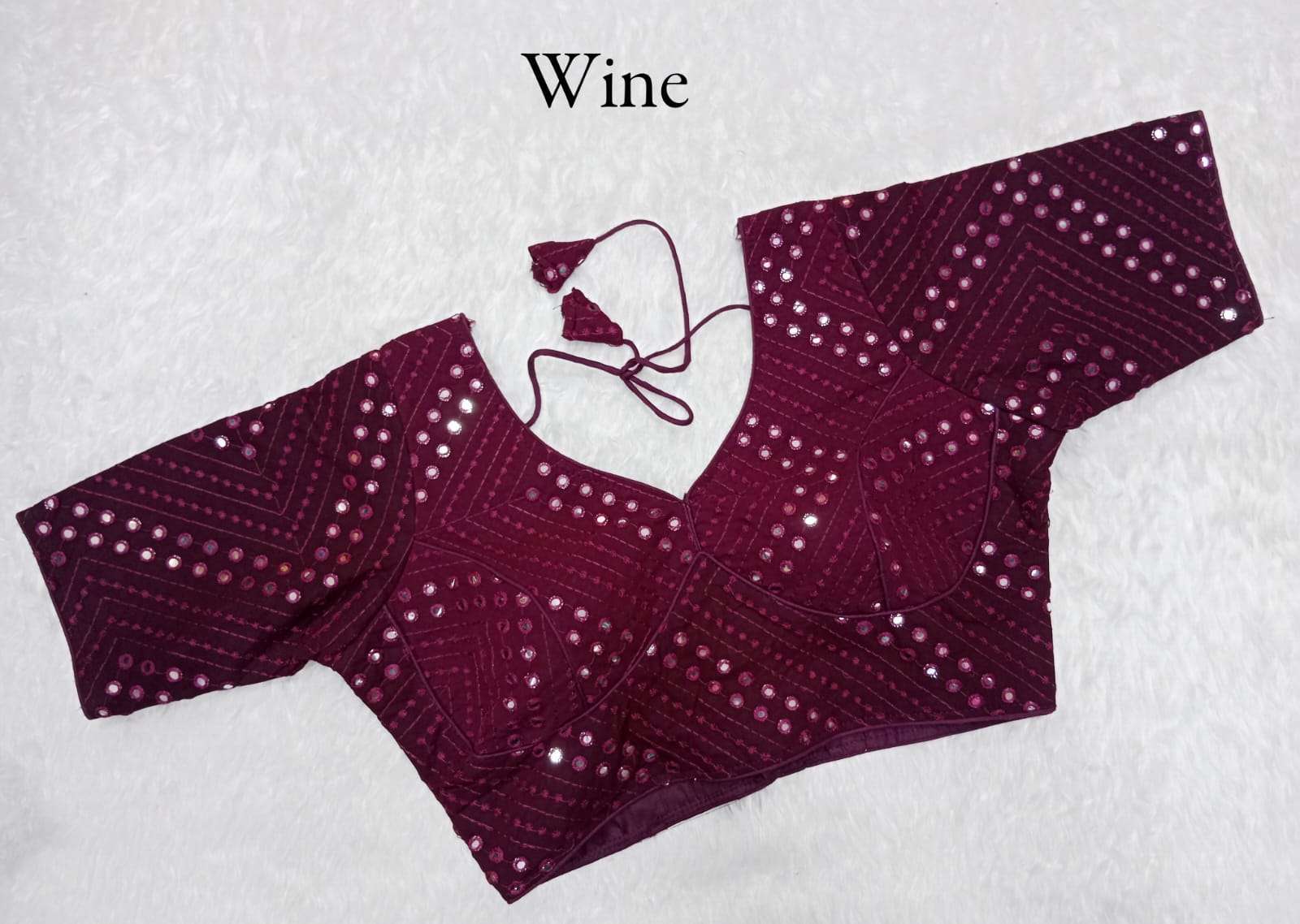 pr georgette mirror work readymade designer blouse