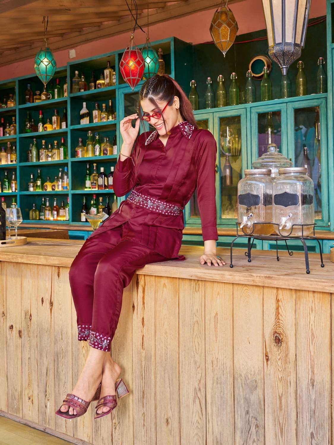 pr status series 1001-1004 Apple Satin Kurta Pant cord-set