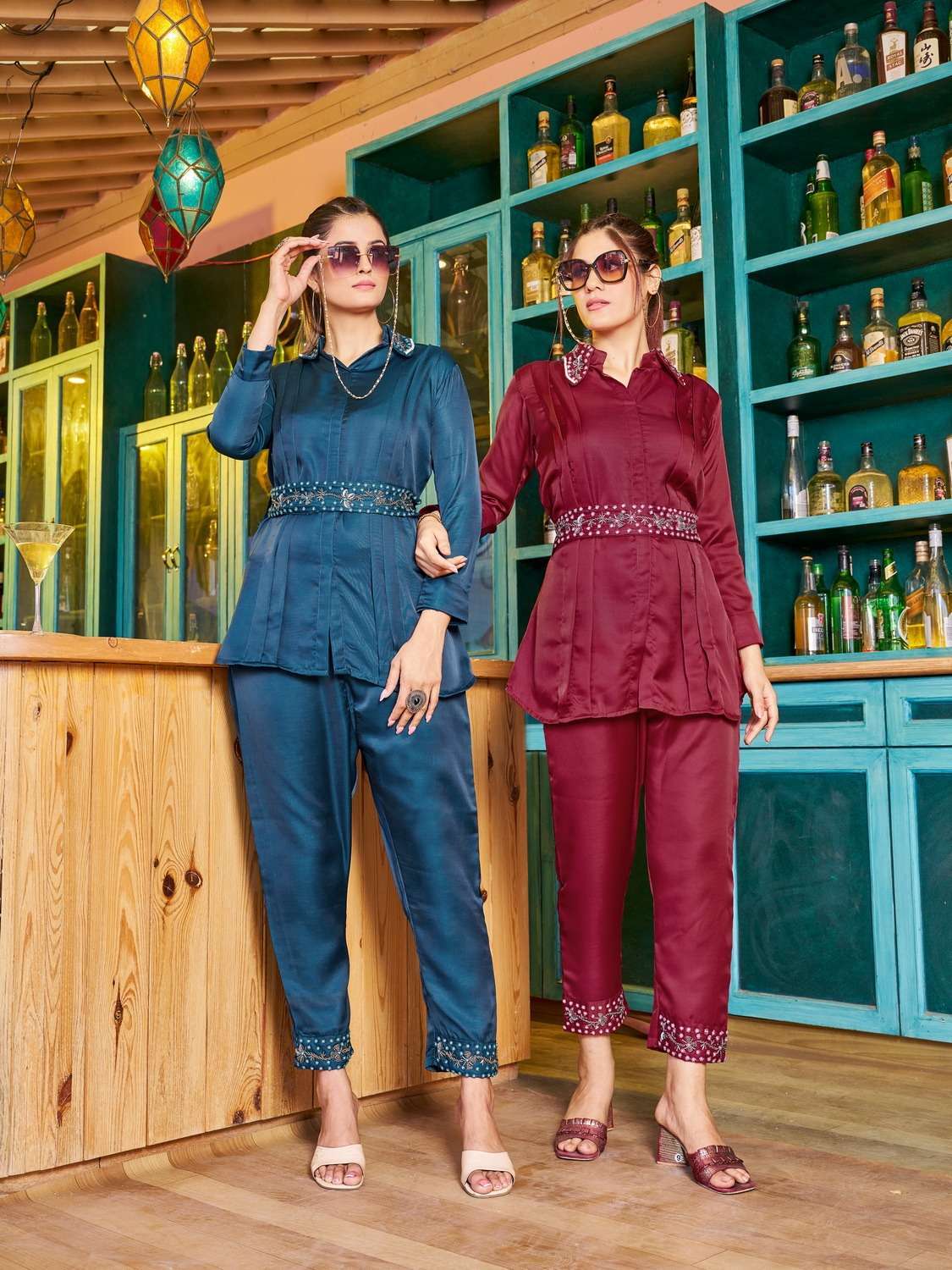 pr status series 1001-1004 Apple Satin Kurta Pant cord-set
