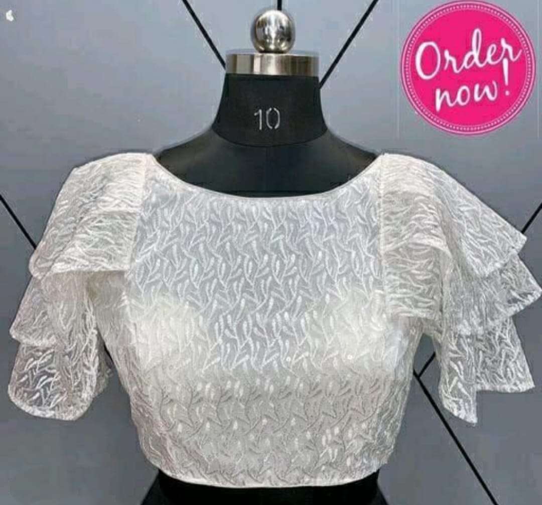 pr triple sleeve pattern readymade net fancy blouse