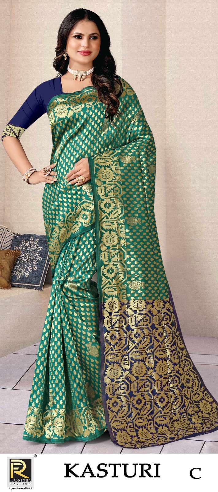 Peach Colour Heavy Work Rich Look Partywear Saree - KSM PRINTS - 4110708