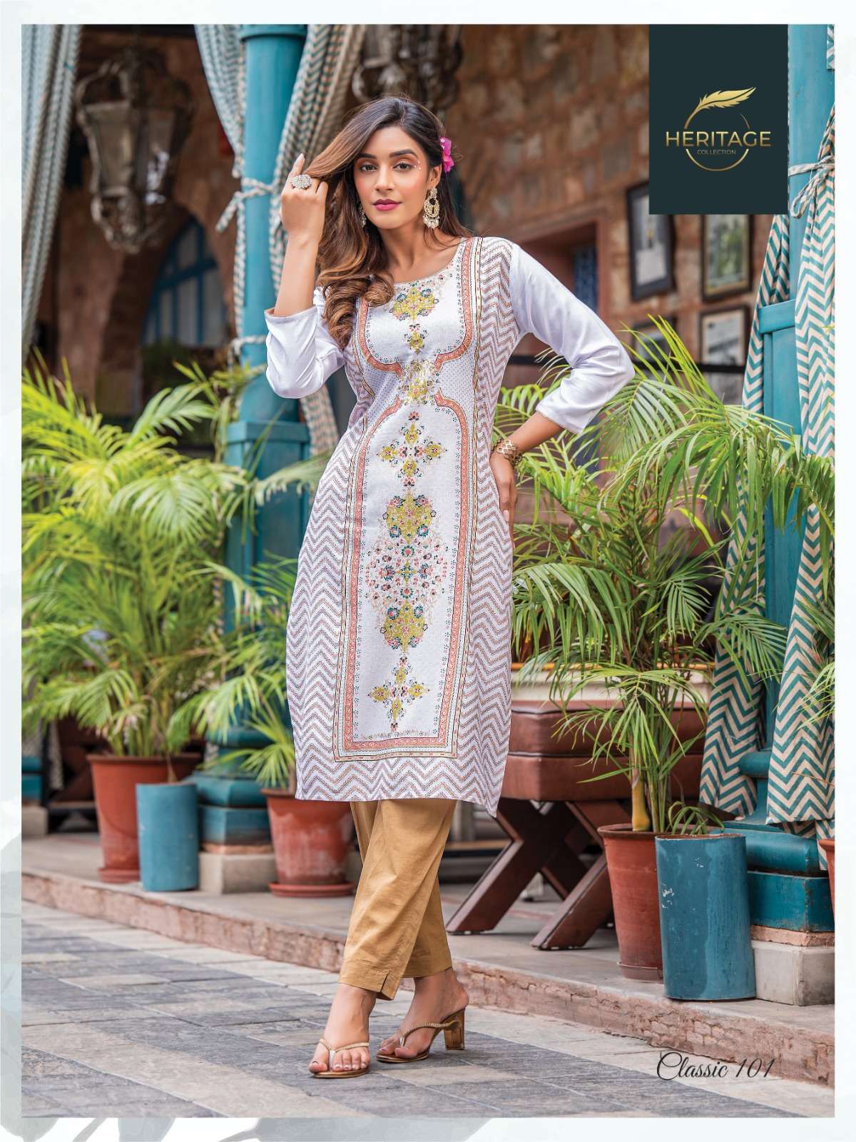 heritage creation classic series 101-108 rayon slub kurti
