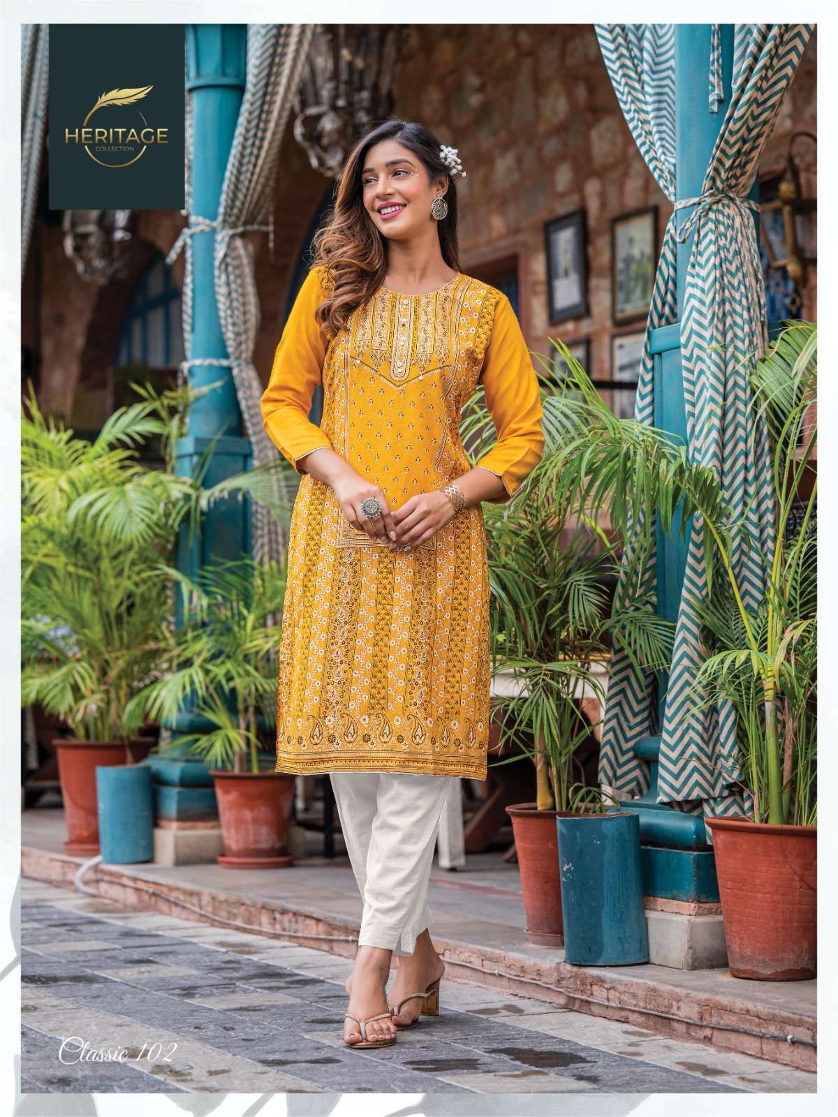 heritage creation classic series 101-108 rayon slub kurti