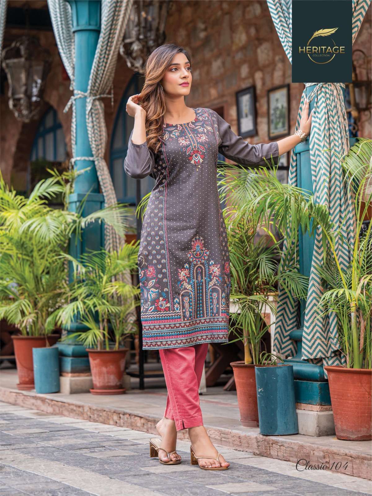 heritage creation classic series 101-108 rayon slub kurti