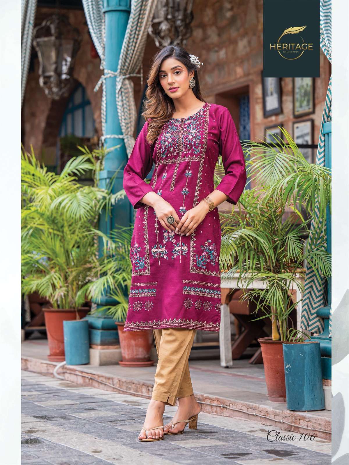 heritage creation classic series 101-108 rayon slub kurti