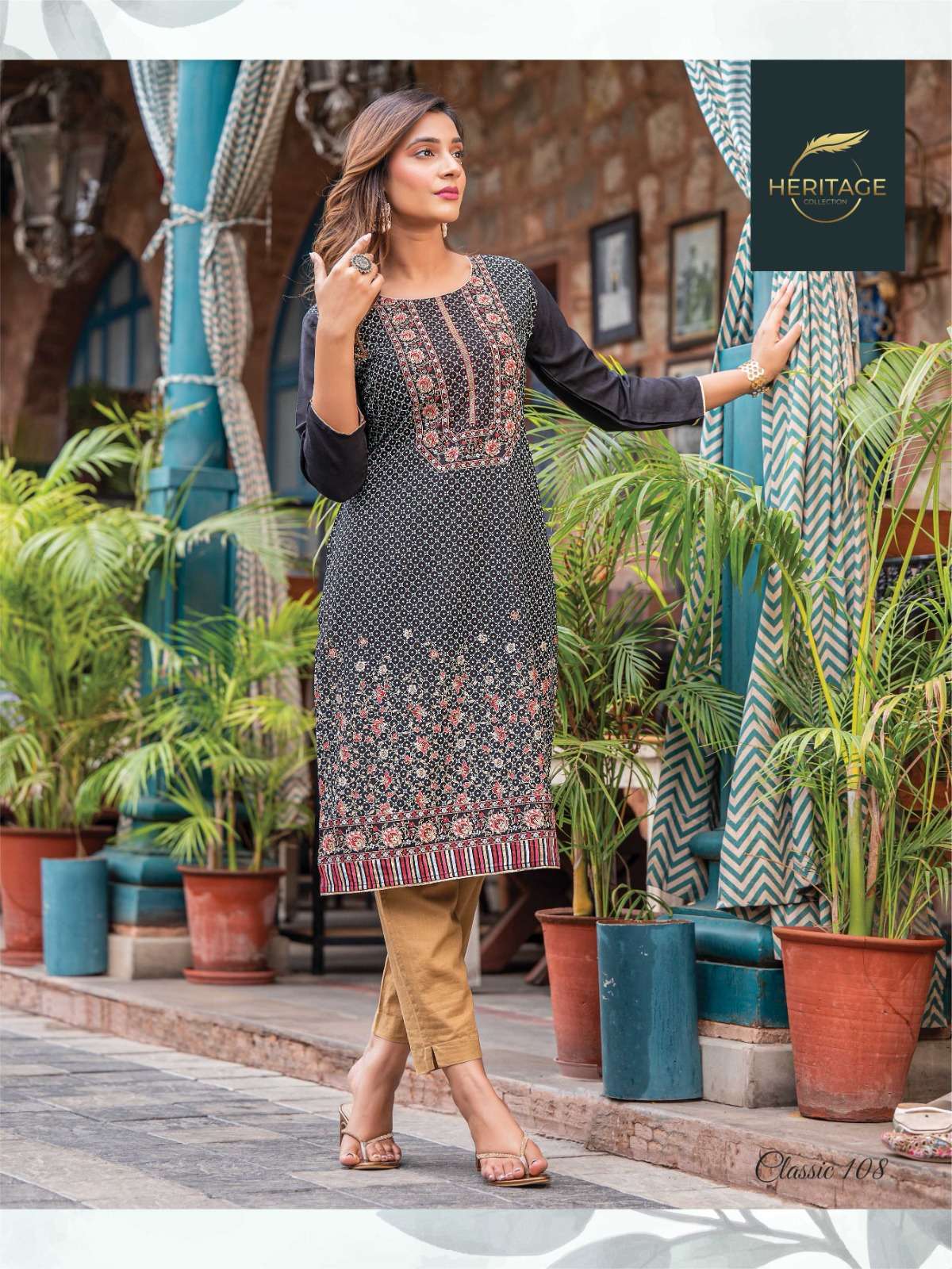 heritage creation classic series 101-108 rayon slub kurti